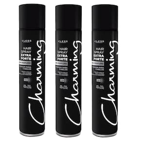 Kit Hair Spray Charming Black Extra Forte Sem Perfume 400ml - 3 Unidades