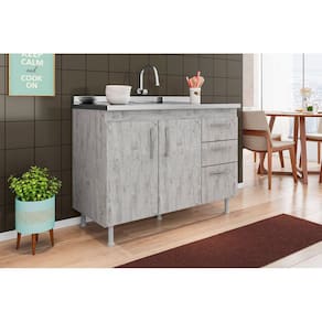 Balcão Armário de Cozinha Nathan 120cm Rústico S/ Tampo