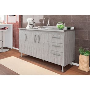 Balcão Gabinete de Pia Nathan 160cm Rústico S/ Tampo