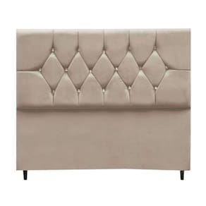 Cabeceira Cama Box Estofada Solteiro 90 Cm Geovana Suede Bege