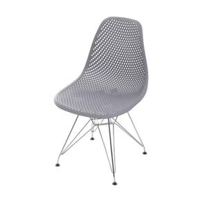 Cadeira Eames Dsr Colmeia Polipropileno Cinza Base Metal Cromada