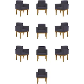 Kit 10 Poltronas Decorativas Reforçada Courino Escritorio Cor:courino Cinza