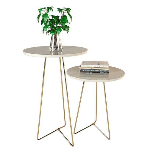 Mesas De Canto Apoio E Lateral Pés Dourado Em Metal Tripé - Off-white Menor preço em Mesas De Canto Apoio E Lateral Pés Dourado Em Metal Tripé - Off-white