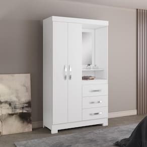 Guarda-roupa 2 Portas 3 Gavetas Nt5170 Branco/rosa Notável Móveis Branco