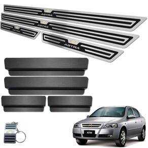 Soleira Aço Inox Chevrolet Astra Preto Alto Relevo 4 Portas