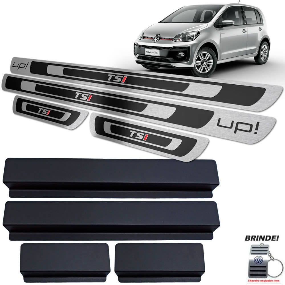Soleiras Preto Alto Relevo Em Aço Inox Up Tsi 2014 a 2020