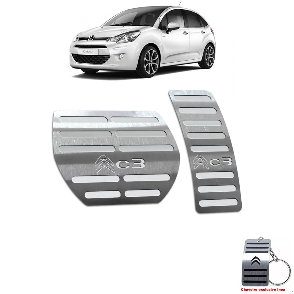 Pedaleira Automático Citroen C3 2013 Até 2020 Aço Inox