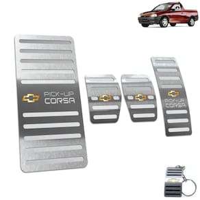 Kit Pedaleira + Descanso Chevrolet Pick-Up Corsa Aço Inox