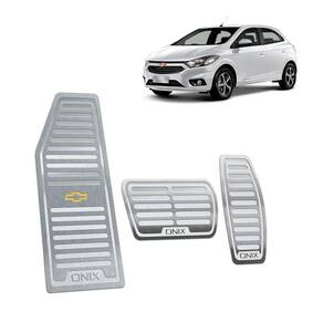 Kit Pedaleira + Descanso Chevrolet Onix Automatico Aço Inox
