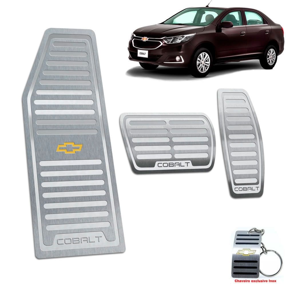 Kit Pedaleira + Descanso Chevrolet Cobalt Aço Inox