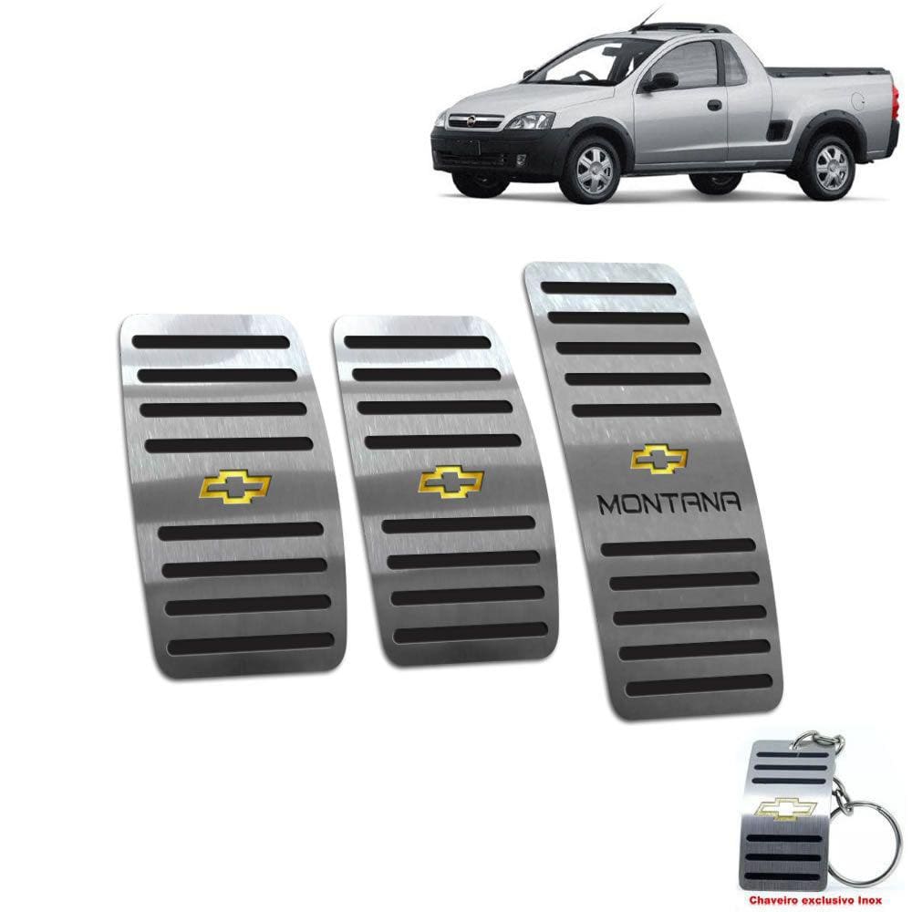 Pedaleira Chevrolet Montana 2003 Até 2010 Preto Aço Inox