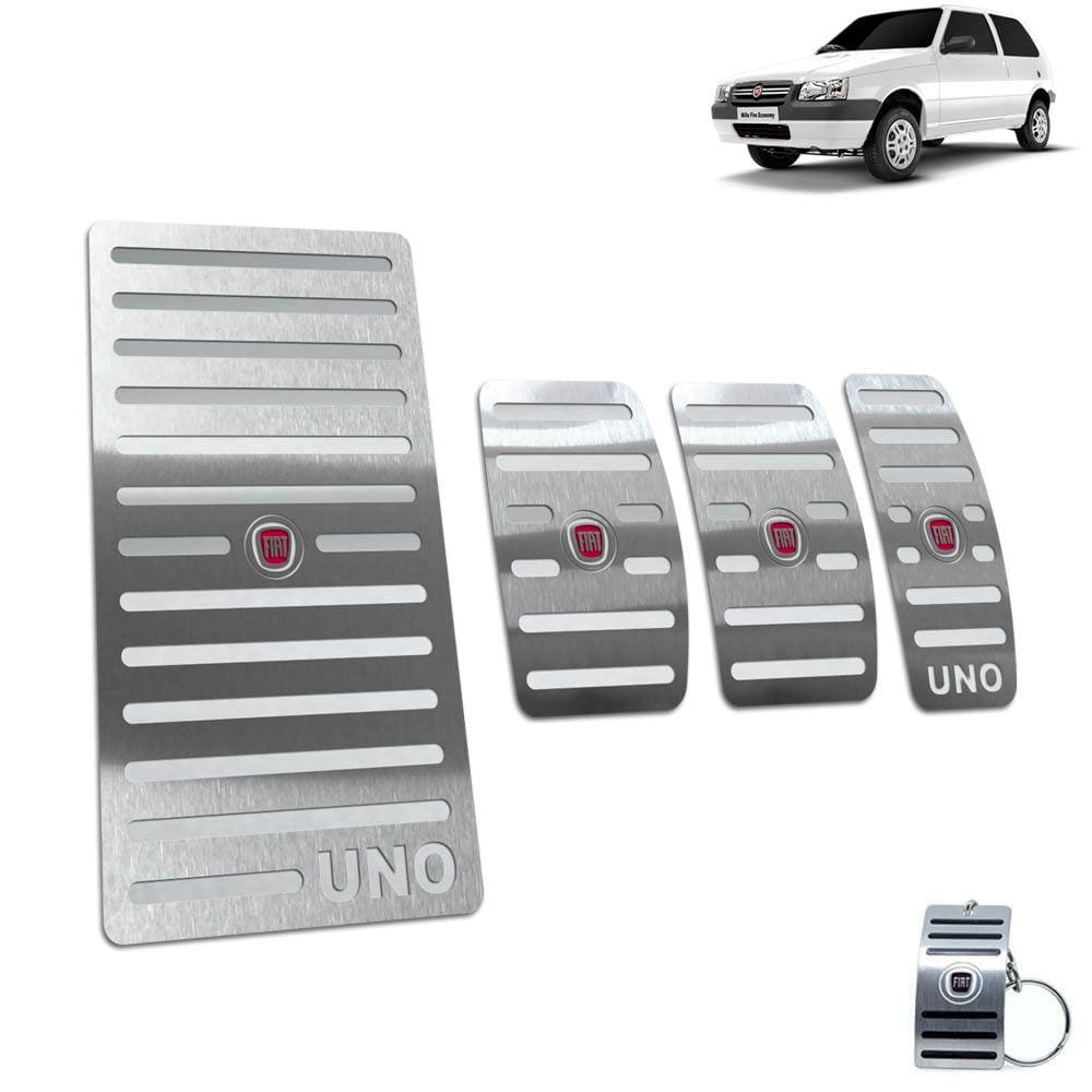 Pedaleira + Descanso Fiat Uno 2004 Até 2011 Aço Inox Manual