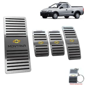 Pedaleira + Descanso Chevrolet Montana 2003 2010 Inox Preto
