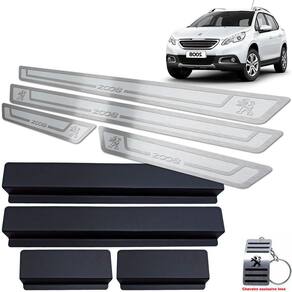Soleira Aço Inox Peugeot 2008 2015/2019 Prata Alto Relevo