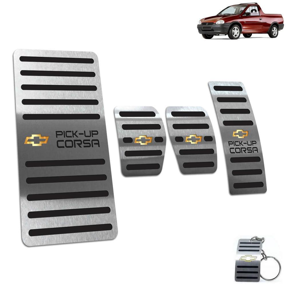 Pedaleira + Descanso Chevrolet Pick-Up Corsa Aço Inox