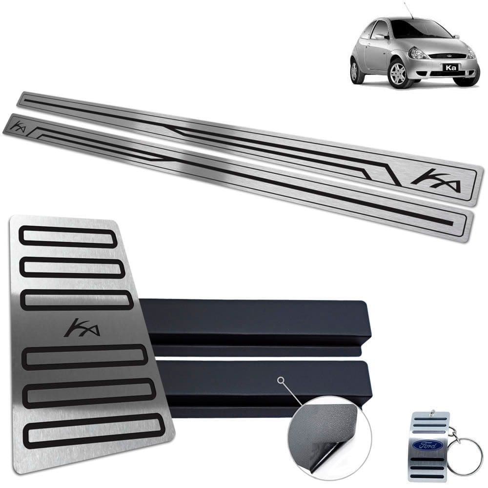 Soleira + Descanso Ford Ka 1997 A 2007 Preto Baixo Relevo