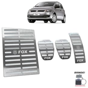 Kit Pedaleira + Descanso Volkswagen Fox 2004 A 2013 Prata