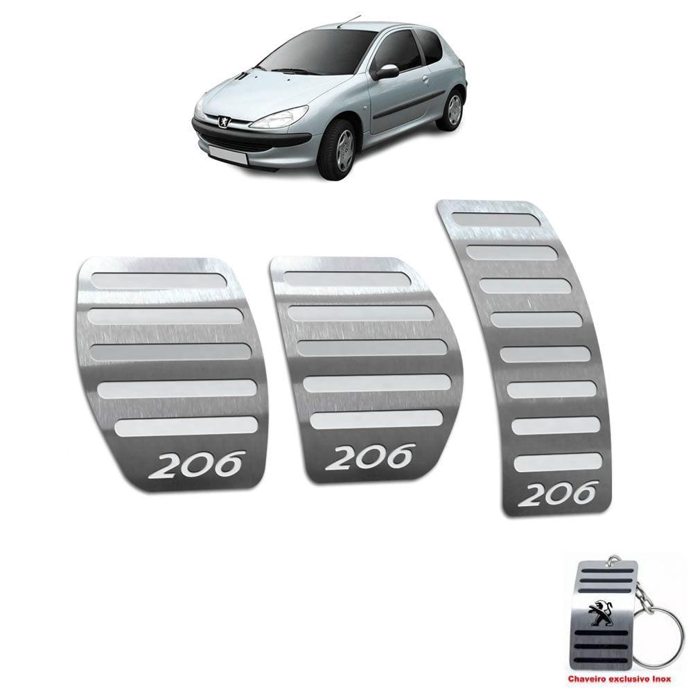 Pedaleira Manual Peugeot 206 1998 Até 2010 Aço Inox