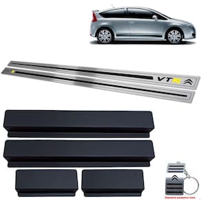 Soleira Em Aço Inox Citroen C4 Vtr 2005 A 2010 Preto