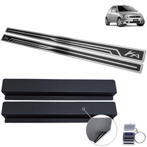 Soleira Em Aço Inox Ford Ka 1997 A 2007 Preto Alto Relevo