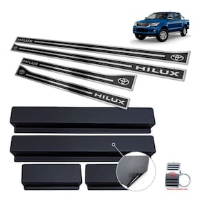 Soleira Em Aço Inox Hilux 2006 A 2012 Preto Alto Relevo