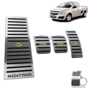 Pedaleira + Descanso Chevrolet Montana 2011 2020 Inox Preto