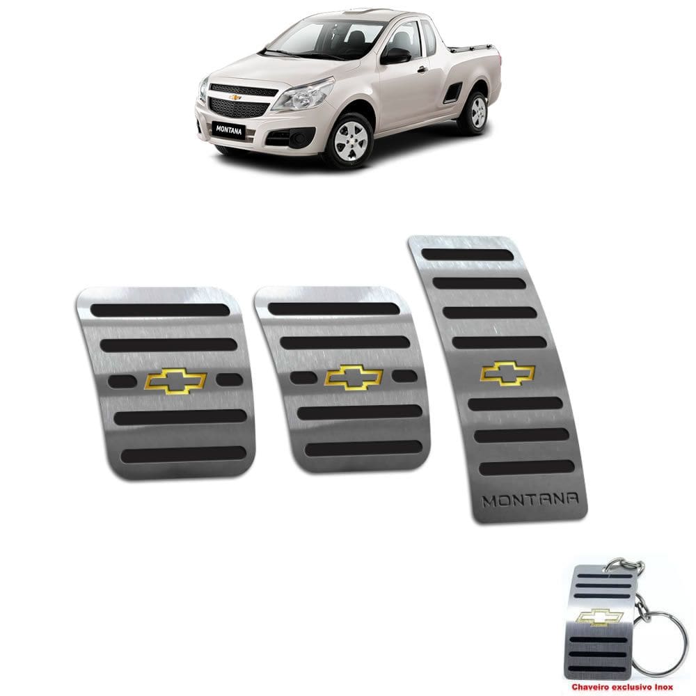 Pedaleira Chevrolet Montana 2011 Até 2020 Preto Aço Inox