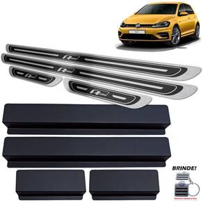 Soleiras Aço Inox Preto Alto Relevo Golf R-line 2018 2019