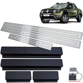 Soleiras Aço Inox Duster Oroch 2016/2021 Prata Alto Relevo