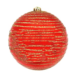 Bola Natal Gigante 15cm Vermelha Glitter Decoração