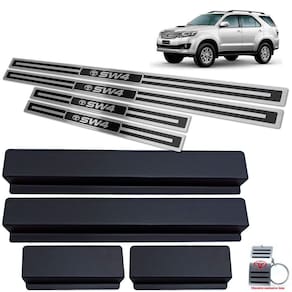 Soleira Em Aço Inox Hilux Sw4 2012 A 2015 Preto Alto Relevo