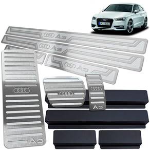 Soleira + Pedaleira + Descanso Audi A3 2014 2019 Aço Inox