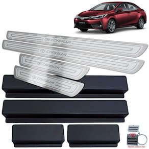 Soleiras Em Aço Inox Corolla 2014 A 2019 Prata Alto Relevo