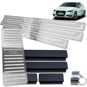Soleiras Com Descanso Aço Inox Audi A3 2014 a 2020 Prata