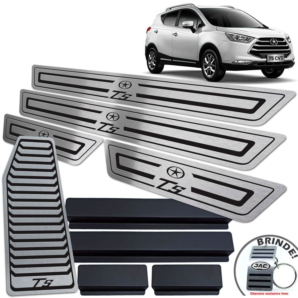 Descanso + Soleira Jac T5 2016 A 2019 Preto Baixo Relevo