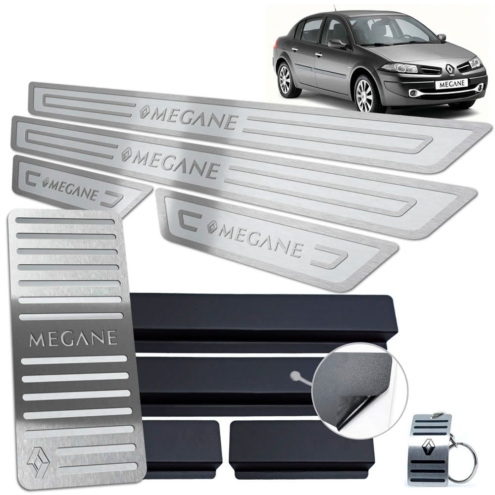 Soleira + Descanso Megane 2006 A 2011 Prata Alto Relevo