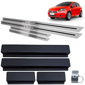 Soleira Aço Inox Fiat Punto 2007 A 2012 Preto Baixo Relevo