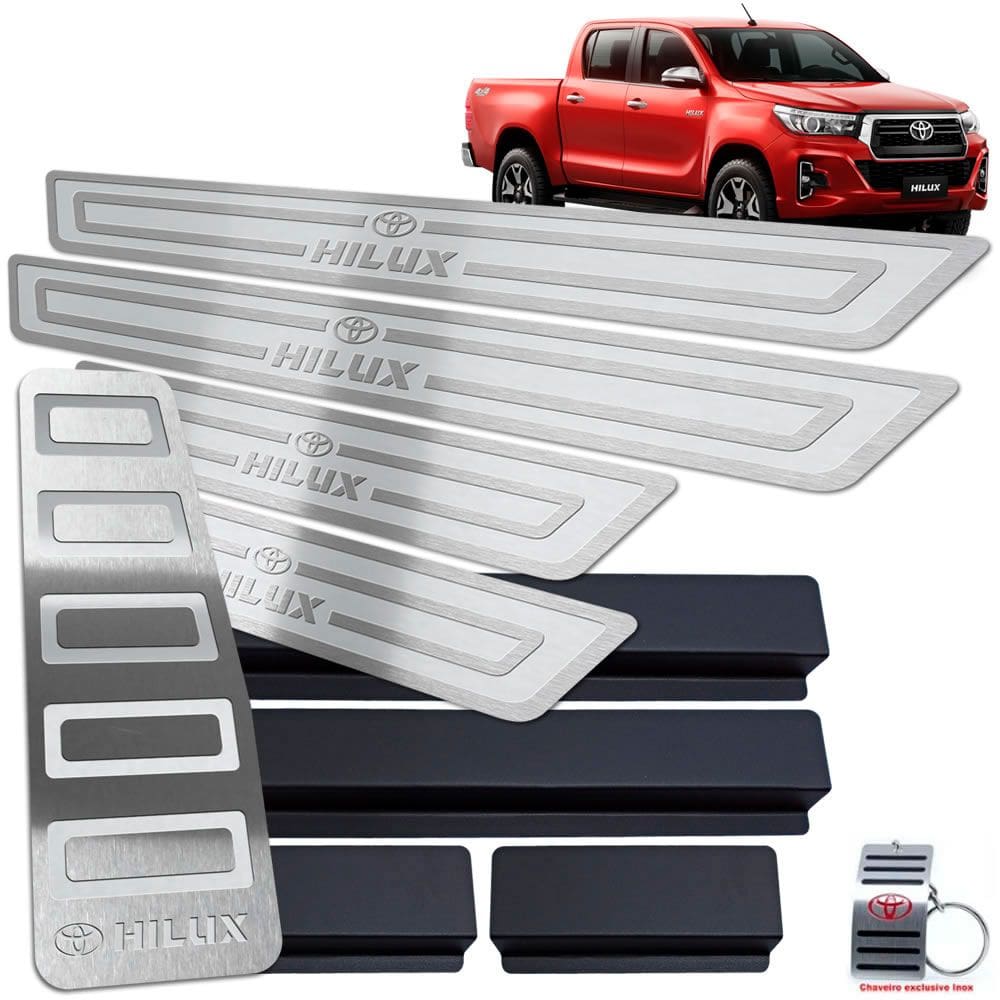Soleira Com Descanso Hilux 2016 A 2019 Prata Alto Relevo