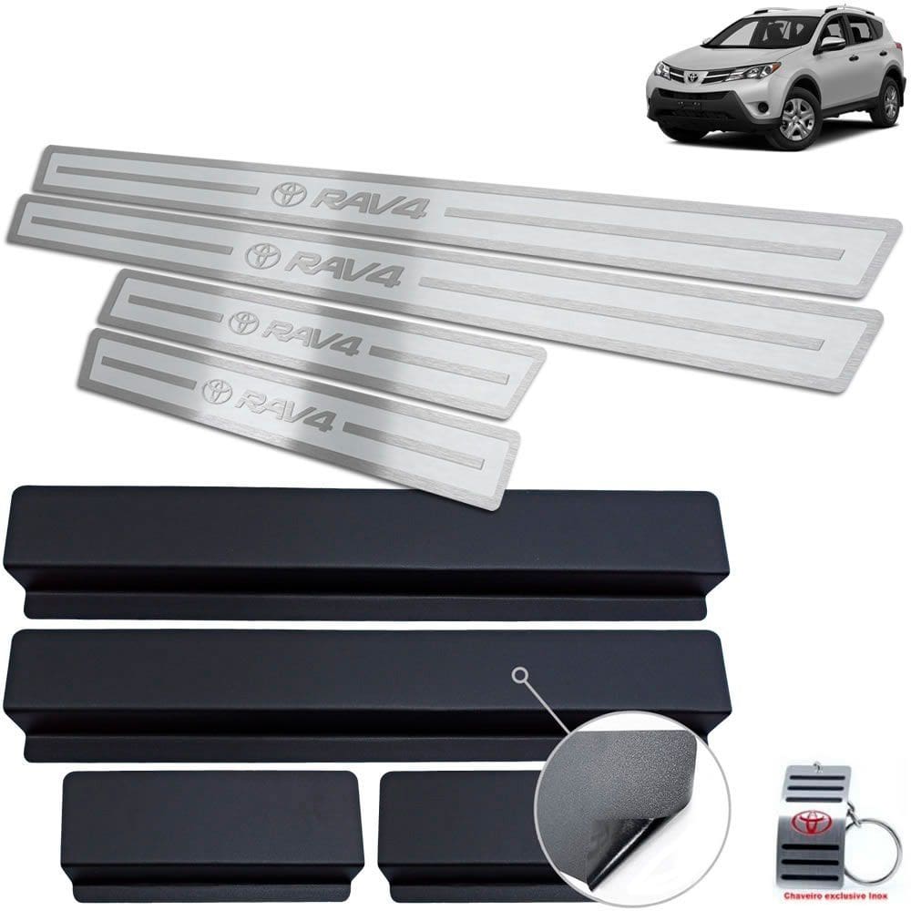 Soleira Em Aço Inox Rav4 2001 A 2012 Prata Alto Relevo