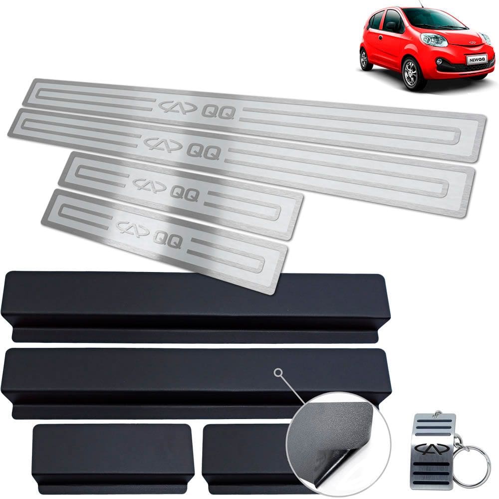 Soleiras Chery QQ 2015 a 2020 Prata Alto Relevo