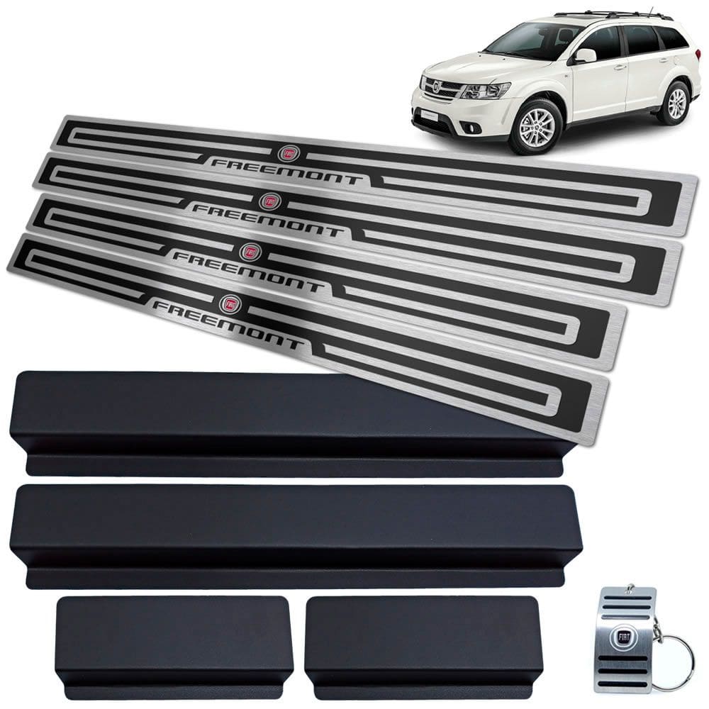 Soleira Em Aco Inox Freemont 2011 A 2015 Preto Alto Relevo