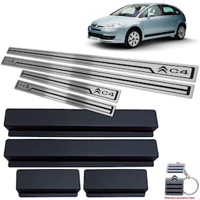 Soleira Em Aço Inox Citroen C4 Hatch Preto Baixo Relevo
