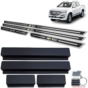 Soleiras Em Aço Inox S10 2017 A 2020 Preto Alto Relevo