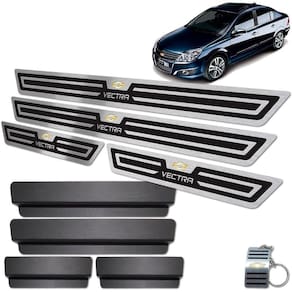 Soleira Aço Inox Vectra 2006 A 2011 Preto Alto Relevo