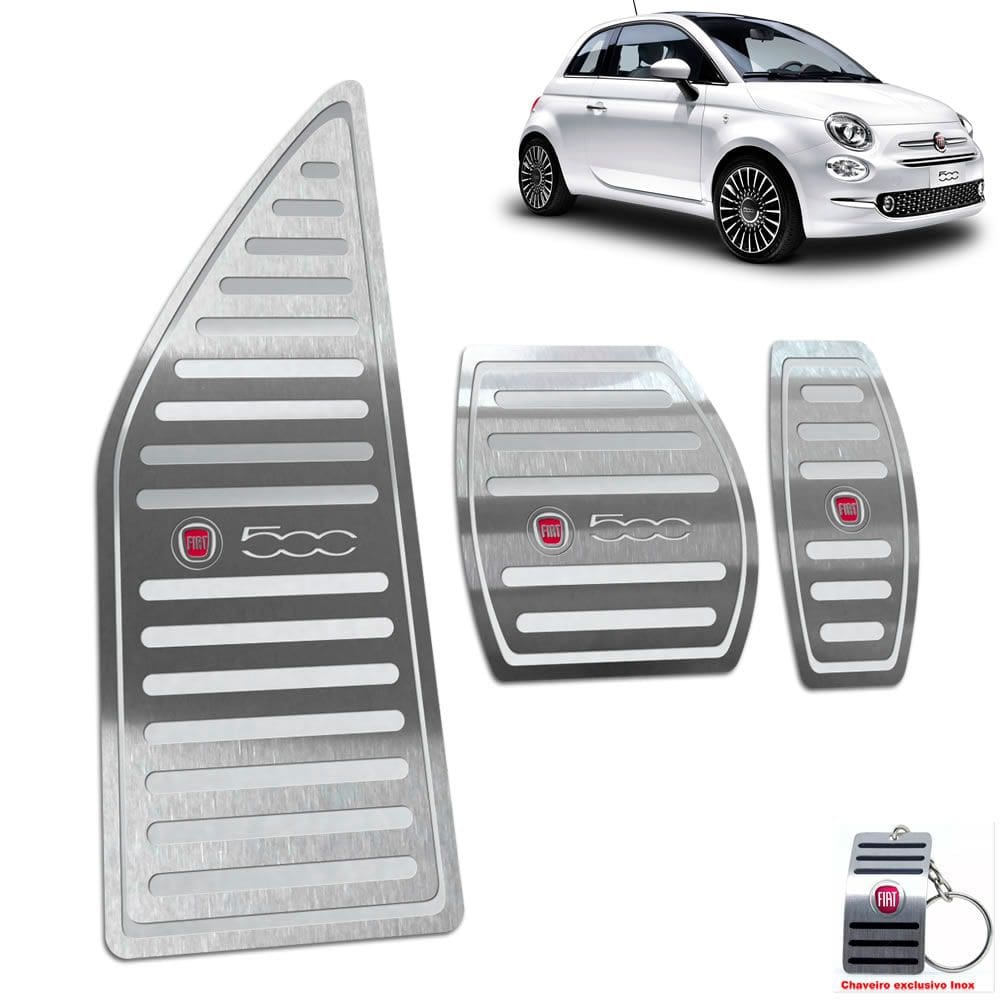 Descanso + Pedaleira Automático Prata Aço Inox Fiat 500
