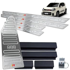 Soleiras Com Descanso Fiat Uno Sporting 2011 A 2018 Prata