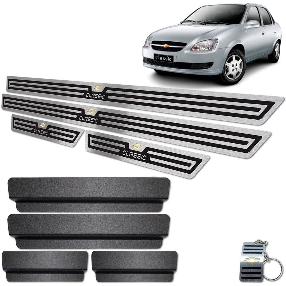 Soleira De Porta Preto Chevrolet Classic 2005 a 2016 Inox