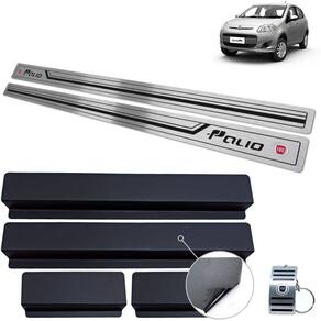 Soleira Aço Inox Fiat Palio 2012 A 2017 Preto Baixo Relevo