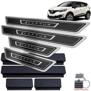 Soleira Em Aço Inox Captur 2017/2020 Preto Alto Relevo