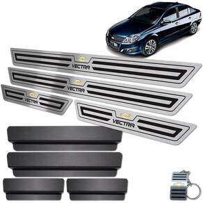 Soleira Aço Inox Vectra 2006 A 2011 Preto Baixo Relevo